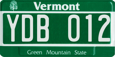 VT license plate YDB012