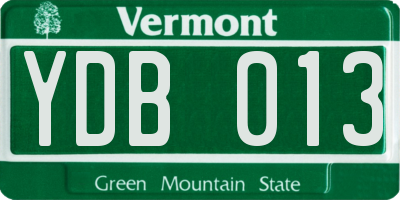 VT license plate YDB013