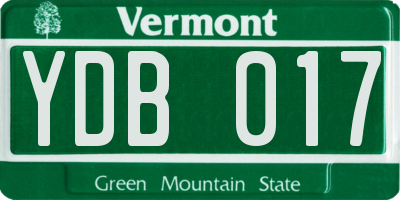 VT license plate YDB017