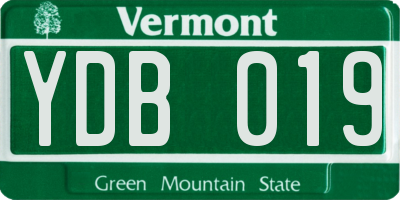 VT license plate YDB019
