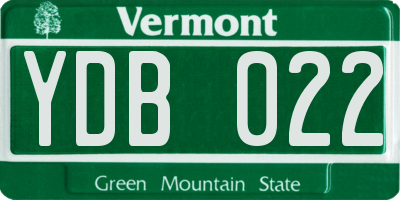 VT license plate YDB022