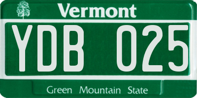 VT license plate YDB025