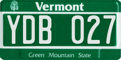 VT license plate YDB027