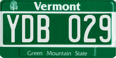 VT license plate YDB029