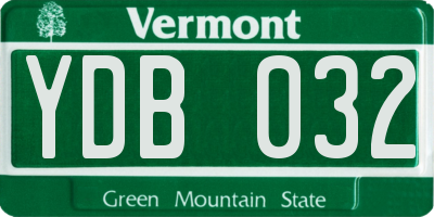 VT license plate YDB032