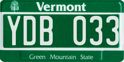VT license plate YDB033