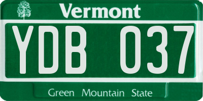 VT license plate YDB037