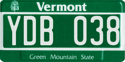 VT license plate YDB038