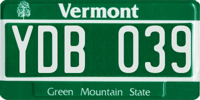 VT license plate YDB039