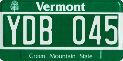 VT license plate YDB045