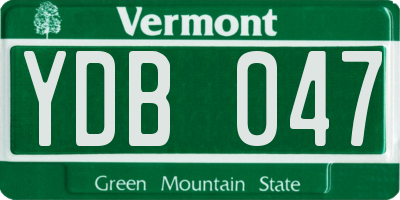 VT license plate YDB047