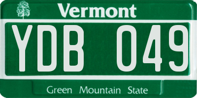 VT license plate YDB049