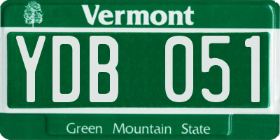 VT license plate YDB051