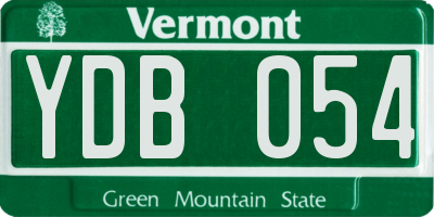 VT license plate YDB054