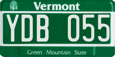 VT license plate YDB055