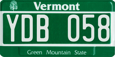 VT license plate YDB058
