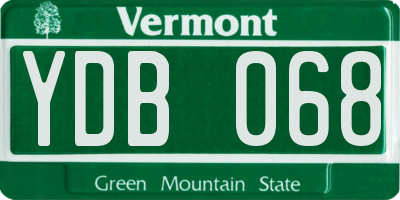 VT license plate YDB068