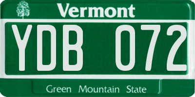 VT license plate YDB072