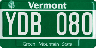 VT license plate YDB080