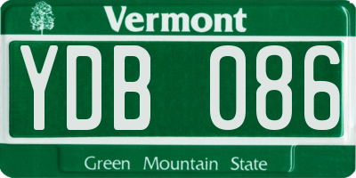 VT license plate YDB086