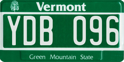 VT license plate YDB096
