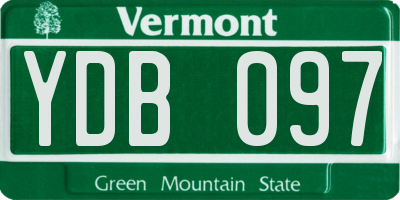 VT license plate YDB097