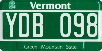 VT license plate YDB098