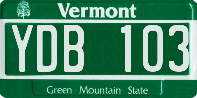 VT license plate YDB103
