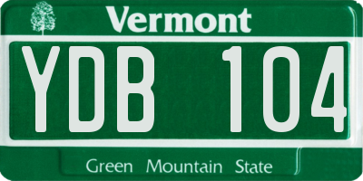 VT license plate YDB104