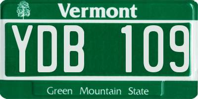 VT license plate YDB109