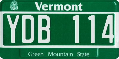 VT license plate YDB114