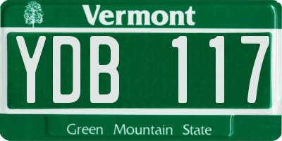 VT license plate YDB117