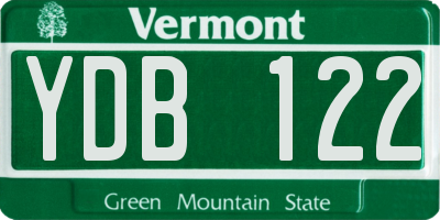 VT license plate YDB122