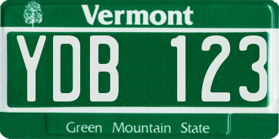 VT license plate YDB123