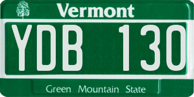 VT license plate YDB130