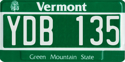 VT license plate YDB135