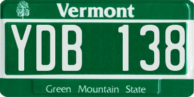 VT license plate YDB138