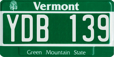 VT license plate YDB139