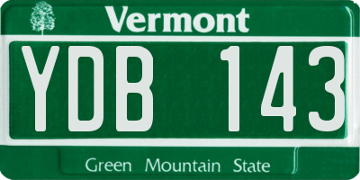VT license plate YDB143