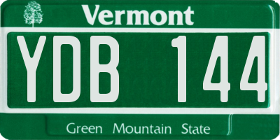 VT license plate YDB144