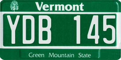 VT license plate YDB145