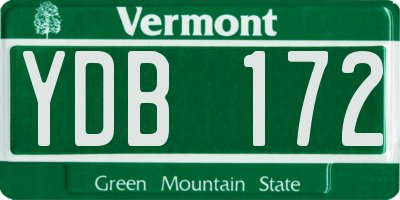 VT license plate YDB172