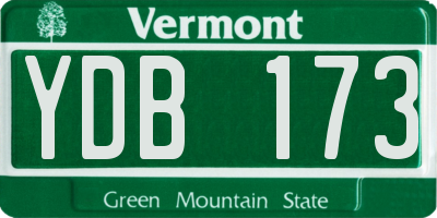 VT license plate YDB173