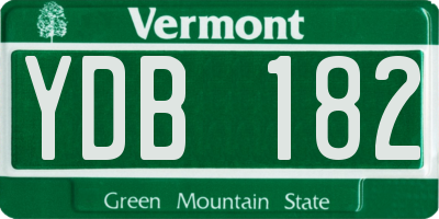 VT license plate YDB182