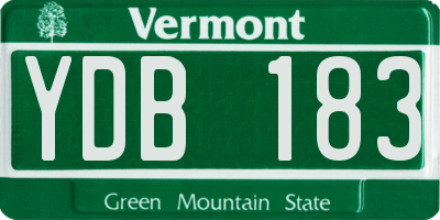VT license plate YDB183