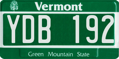 VT license plate YDB192