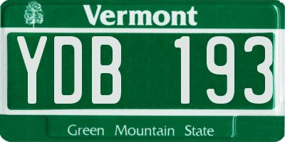 VT license plate YDB193