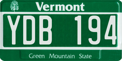 VT license plate YDB194