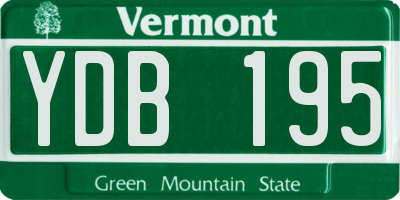 VT license plate YDB195