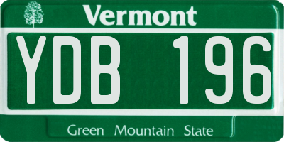 VT license plate YDB196